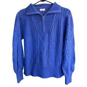 Fat Face Sweater Womens 8 Purple Fisherman Knit Pullover Alpaca Cableknit Preppy